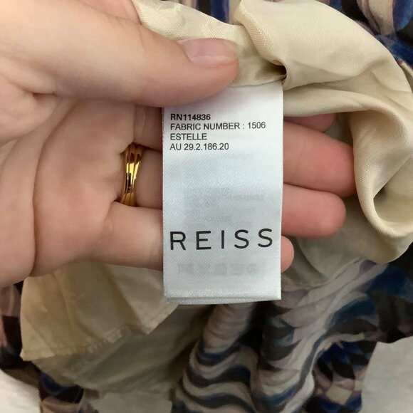 Reiss Estelle Kaleidoscope Print Silk Dress Women Large 100% Silk Shell Lined - Picture 3 of 6
